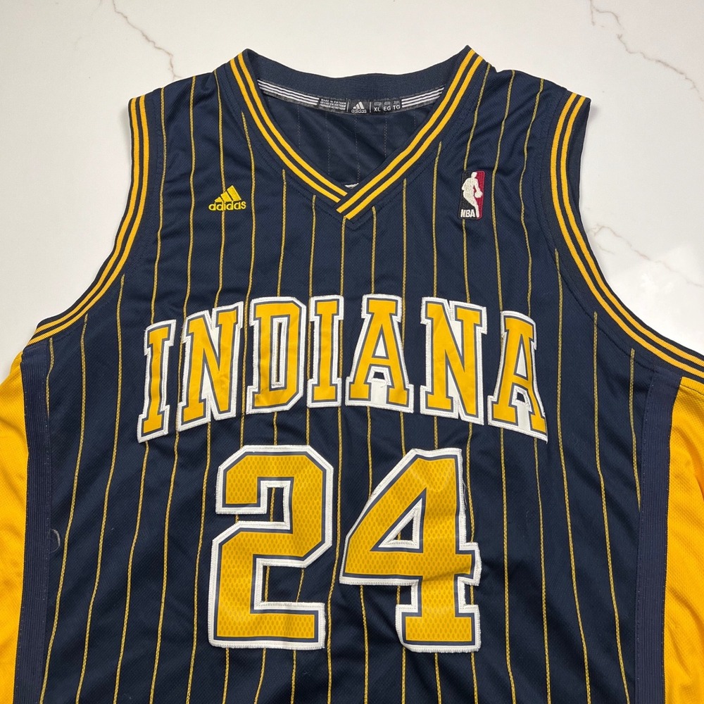 Adidas Indiana Pacers Jersey Mens XL Paul George 24 Hardwood Classics Pinstripe